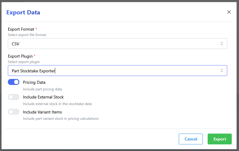 Stocktake_Export_Options